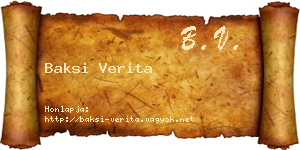 Baksi Verita névjegykártya
